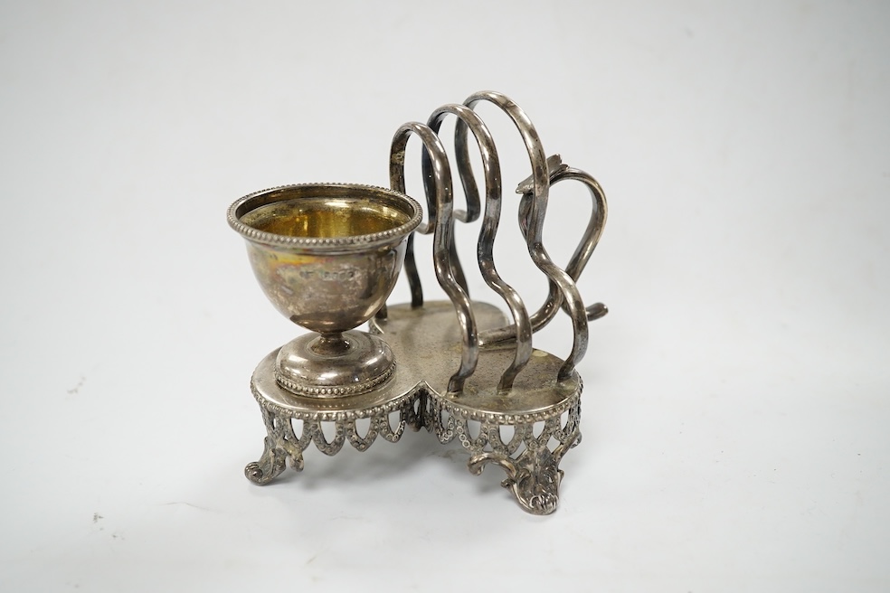 A Victorian silver breakfast cruet, for egg and toast, Frederick Brasted, London, 1867, height 97mm, 7.1oz. Condition - fair